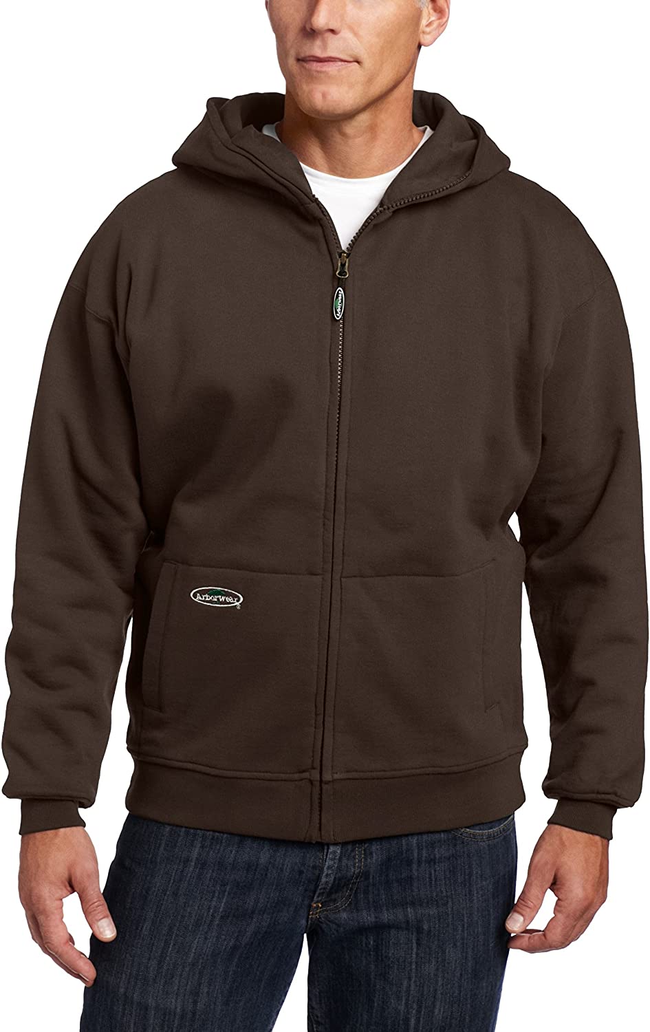 Men's Arborwear Double Thick Full Zip Sweatshirt in Chestnut