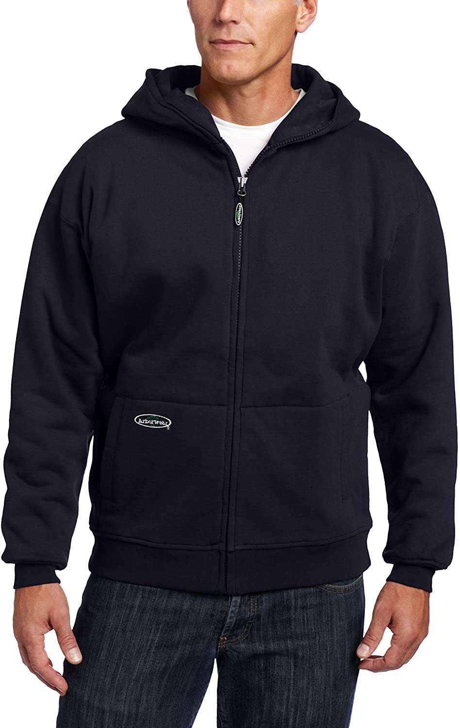 Men's Arborwear Double Thick Full Zip Sweatshirt in Navy