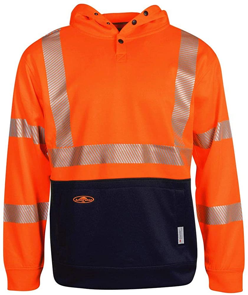 Men's Arborwear High Vis Tech Double Thick Pullover Sweatshirt in Hi Viz Orange