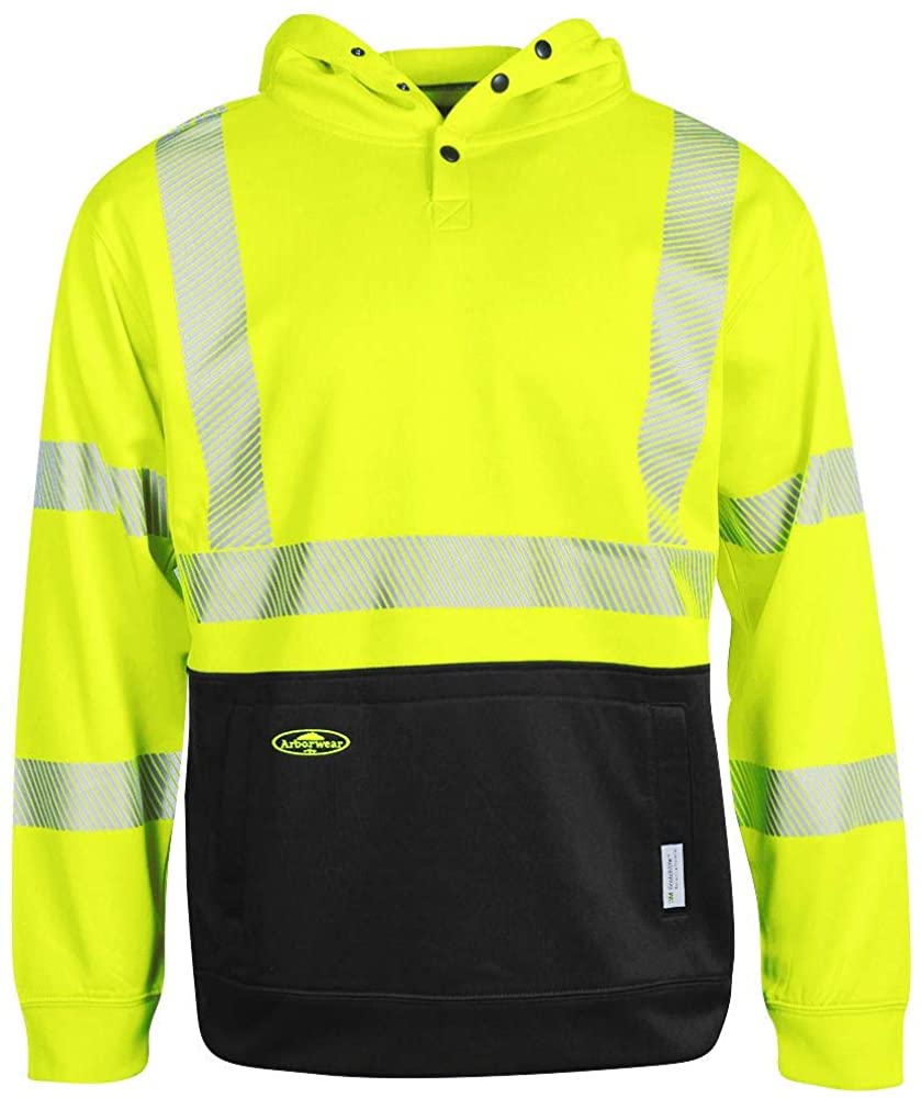 Men's Arborwear High Vis Tech Double Thick Pullover Sweatshirt in Hi Viz Yellow