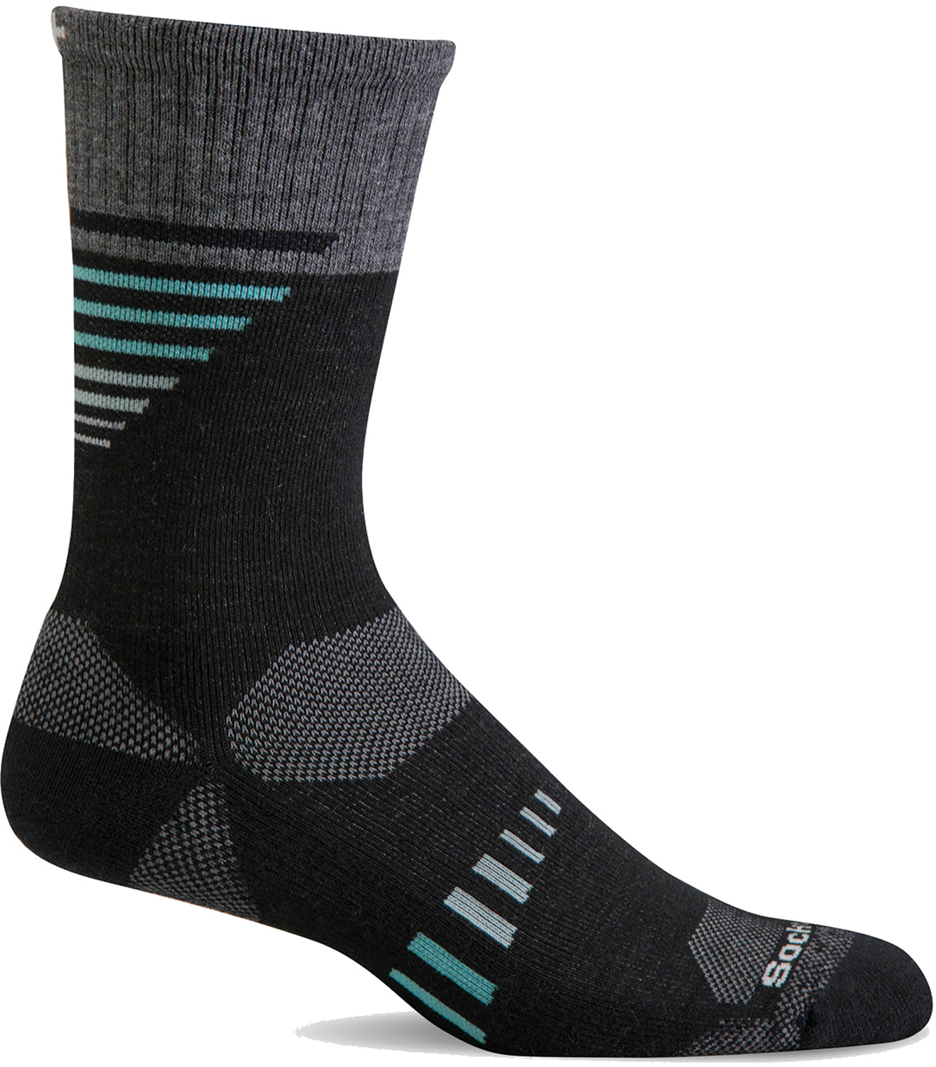 Sockwell Women's Ascend II Crew Moderate Graduated Compression Sock in Black color from the side