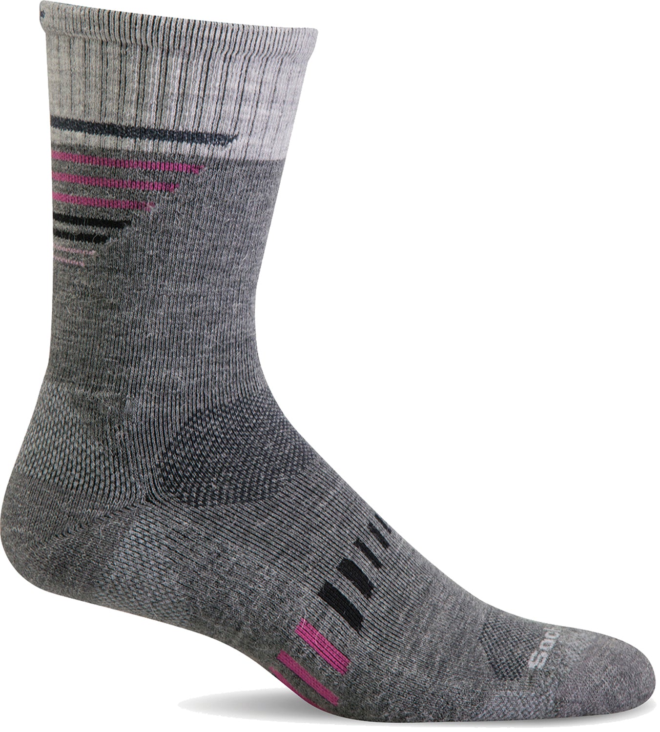 Sockwell Women's Ascend II Crew Moderate Graduated Compression Sock in Grey color from the side