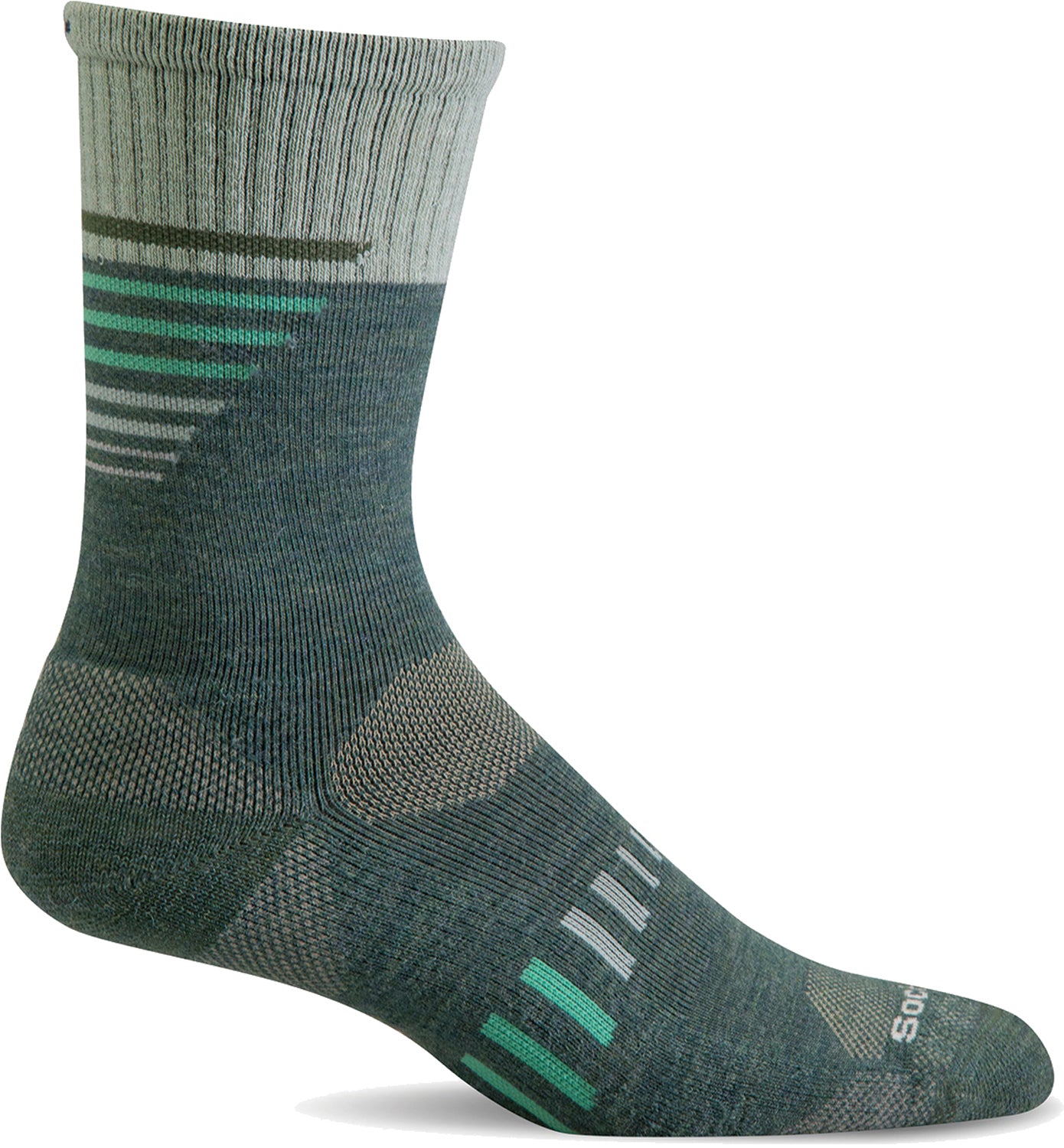 Sockwell Women's Ascend II Crew Moderate Graduated Compression Sock in Woodland color from the side