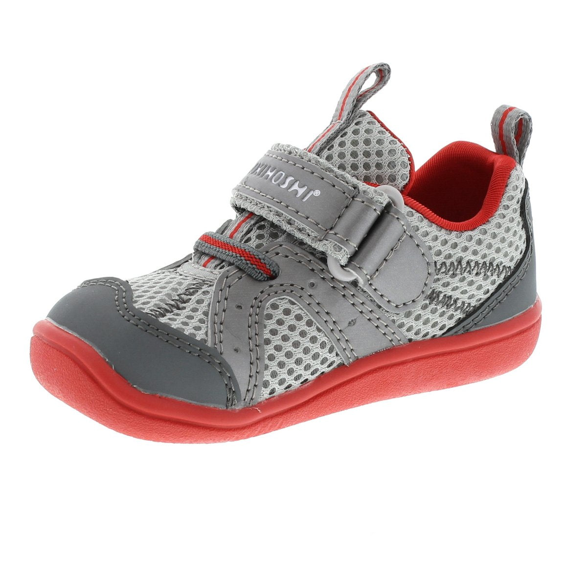 Baby Tsukihoshi Marina Sneaker in Steel/Red from the front view