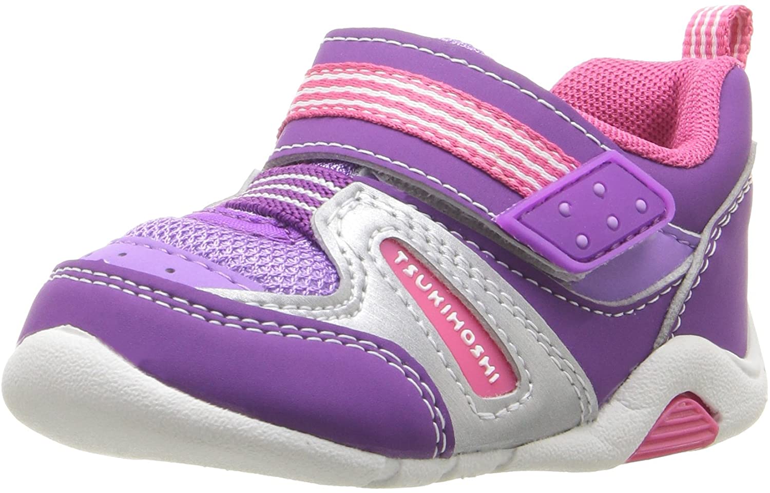 Baby Tsukihoshi Neko Sneaker  in Purple/Berry from the front view