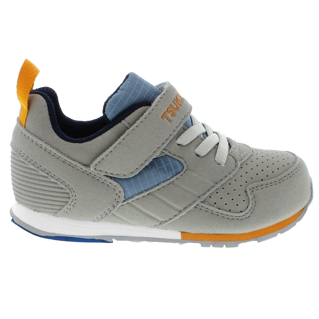 Baby Tsukihoshi Racer Sneaker in Gray/Sea from the side view