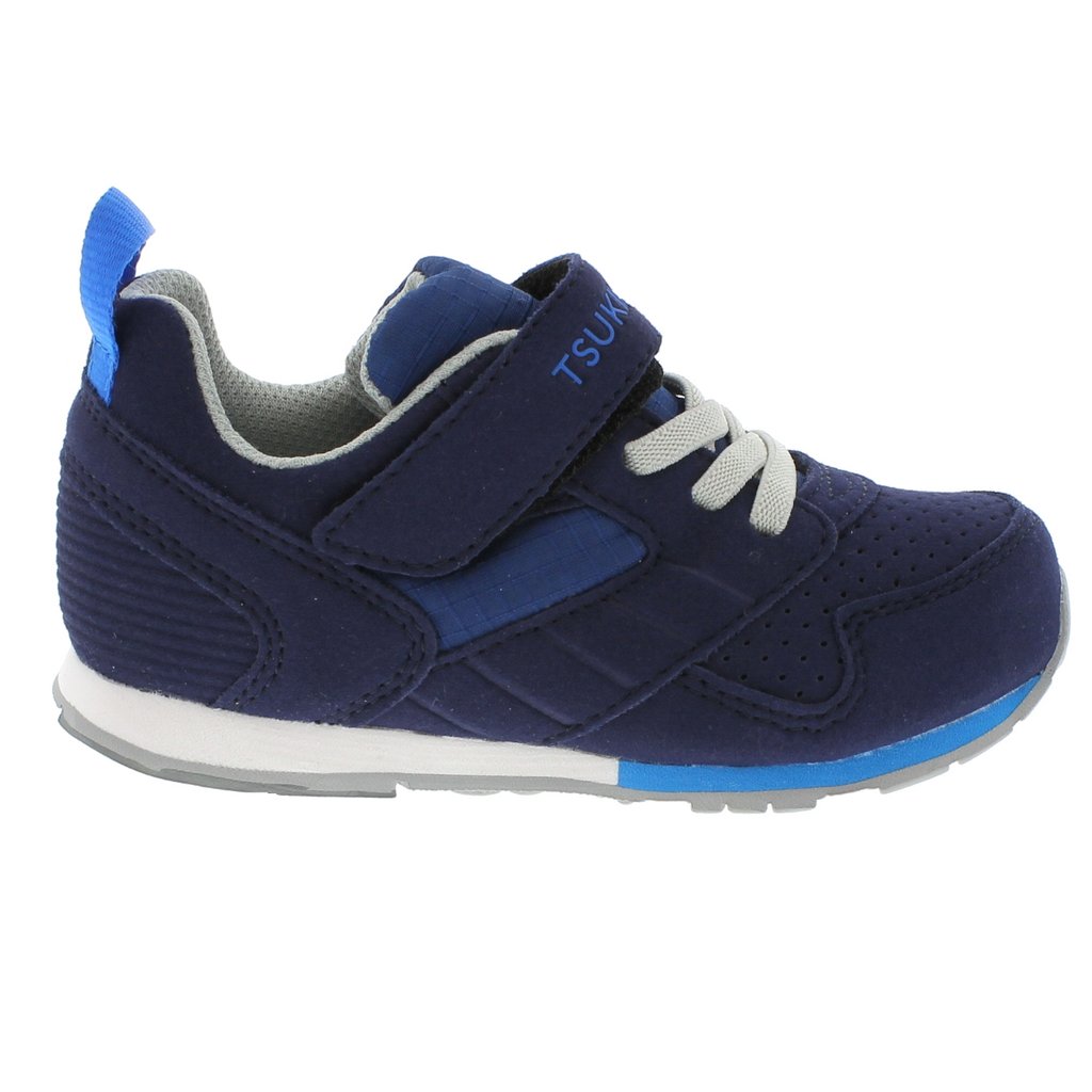 Baby Tsukihoshi Racer Sneaker in Navy/Blue from the side view