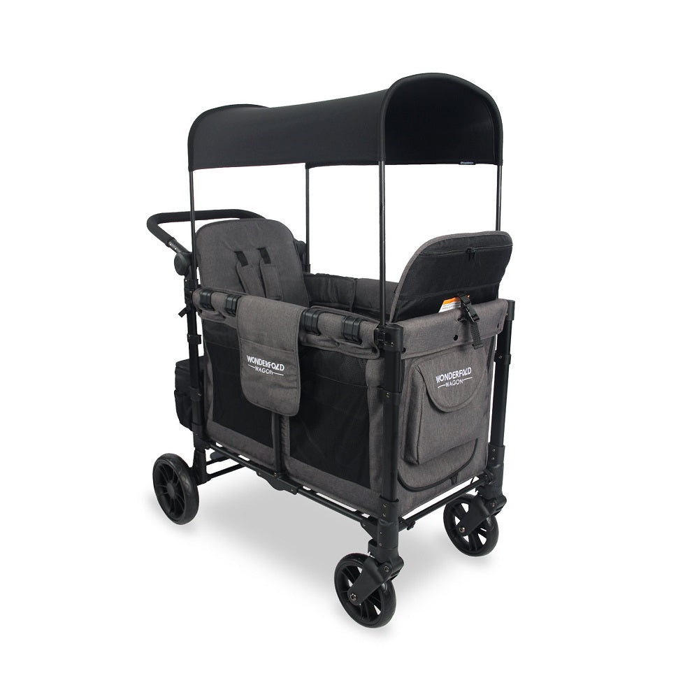 Baby Wonderfold W2 Elite Double Stroller Wagon Charcoal Gray