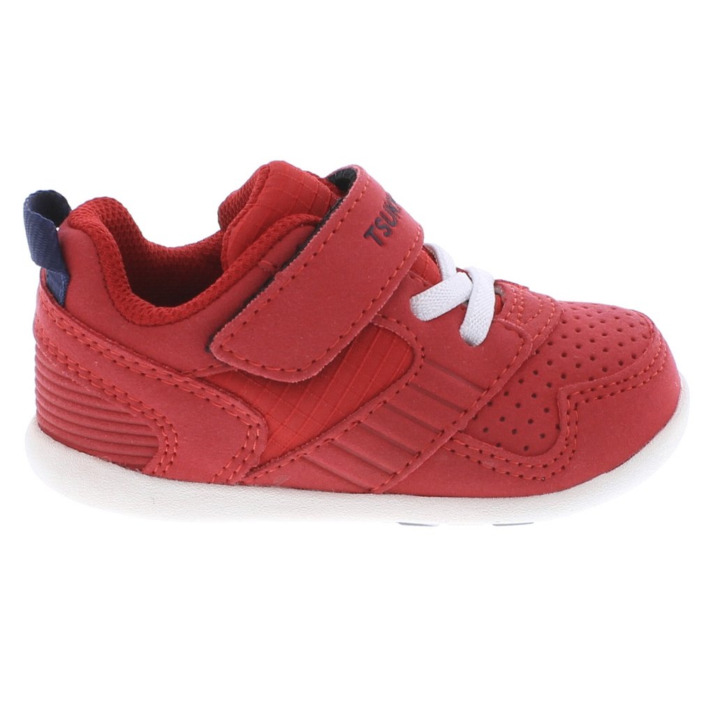 Baby Tsukihoshi Racer Sneaker in Red/Navy from the side view