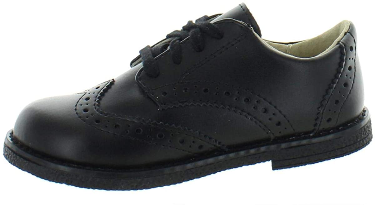 Boy's Footmates Logan Youth Oxford (age 4-12 years) in Black view from the front