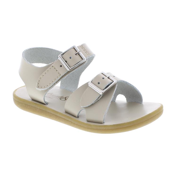 Boy's Footmates Tide Toddler Sandal (age 2-4 years) in Ecru view from the front