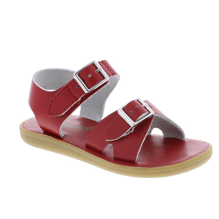 Boy's Footmates Tide Youth Sandal (age 4-12 years) in Apple Red view from the front