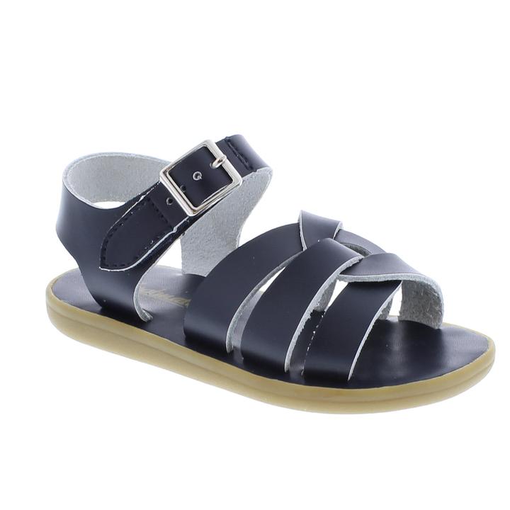 Boy's Footmates Wave Youth Sandal (age 4-12 years) in Navy view from the front