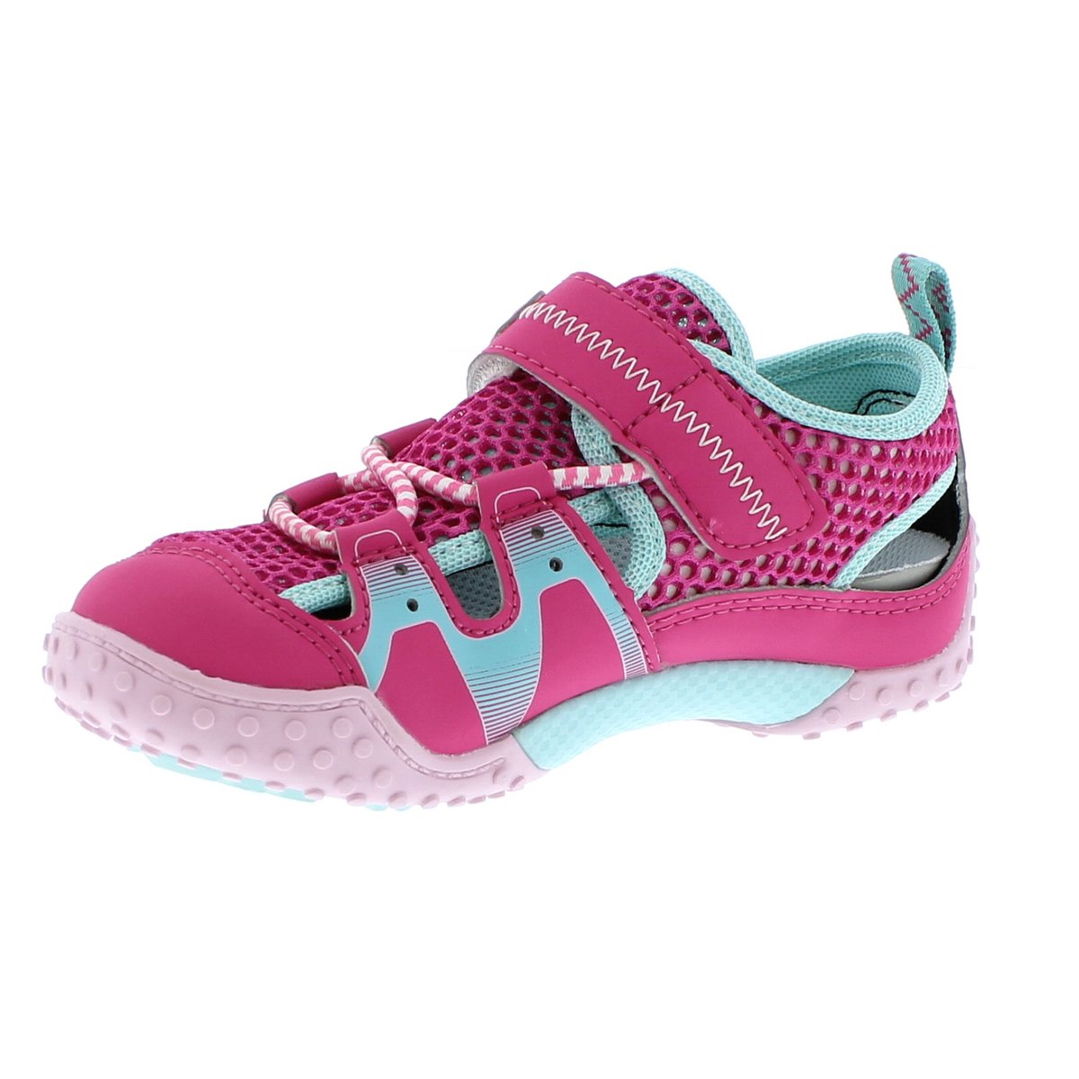 Child Tsukihoshi Ibiza2 Sneaker in Fuchsia/Mint from the front view