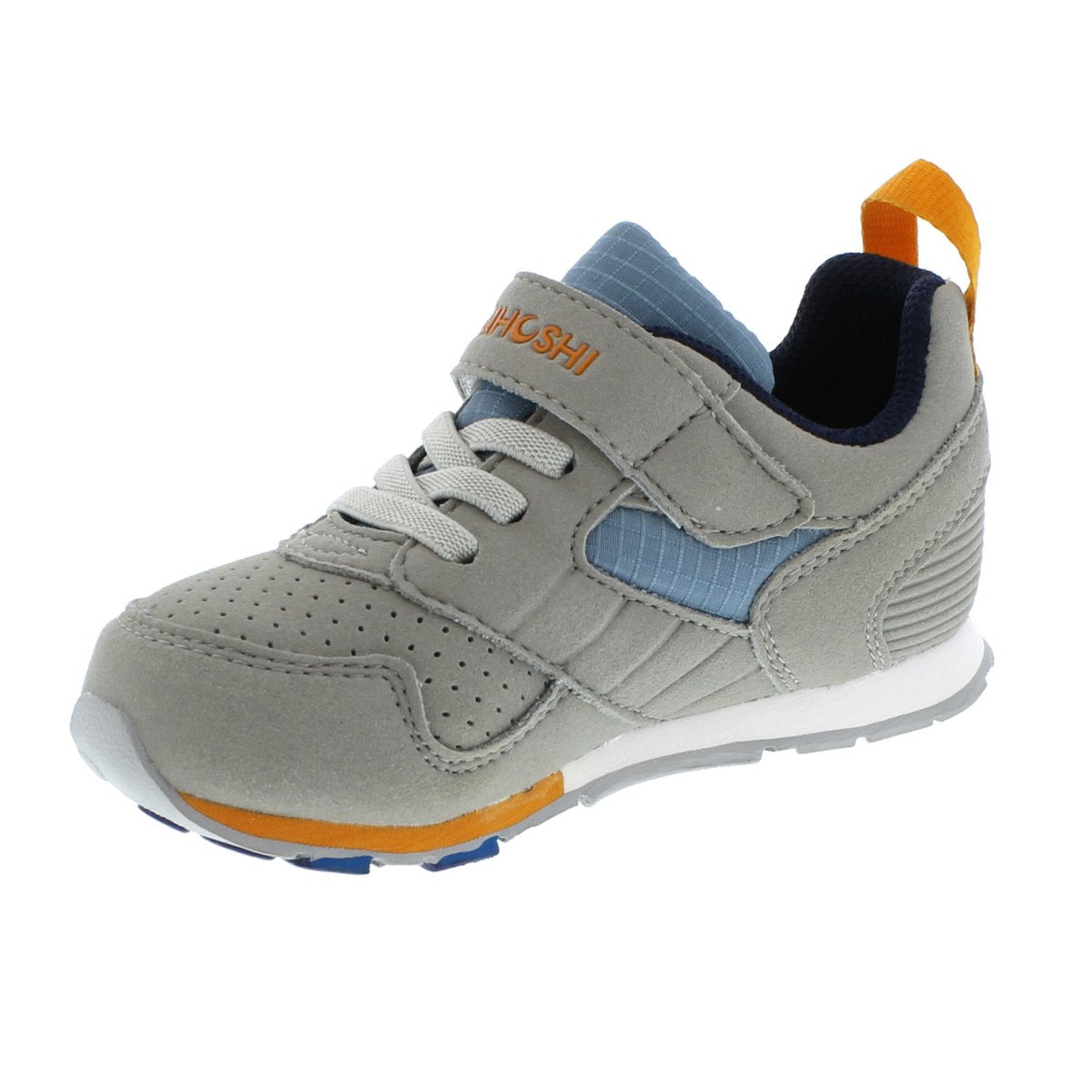 Child Tsukihoshi Racer Sneaker in Gray/Sea from the front view