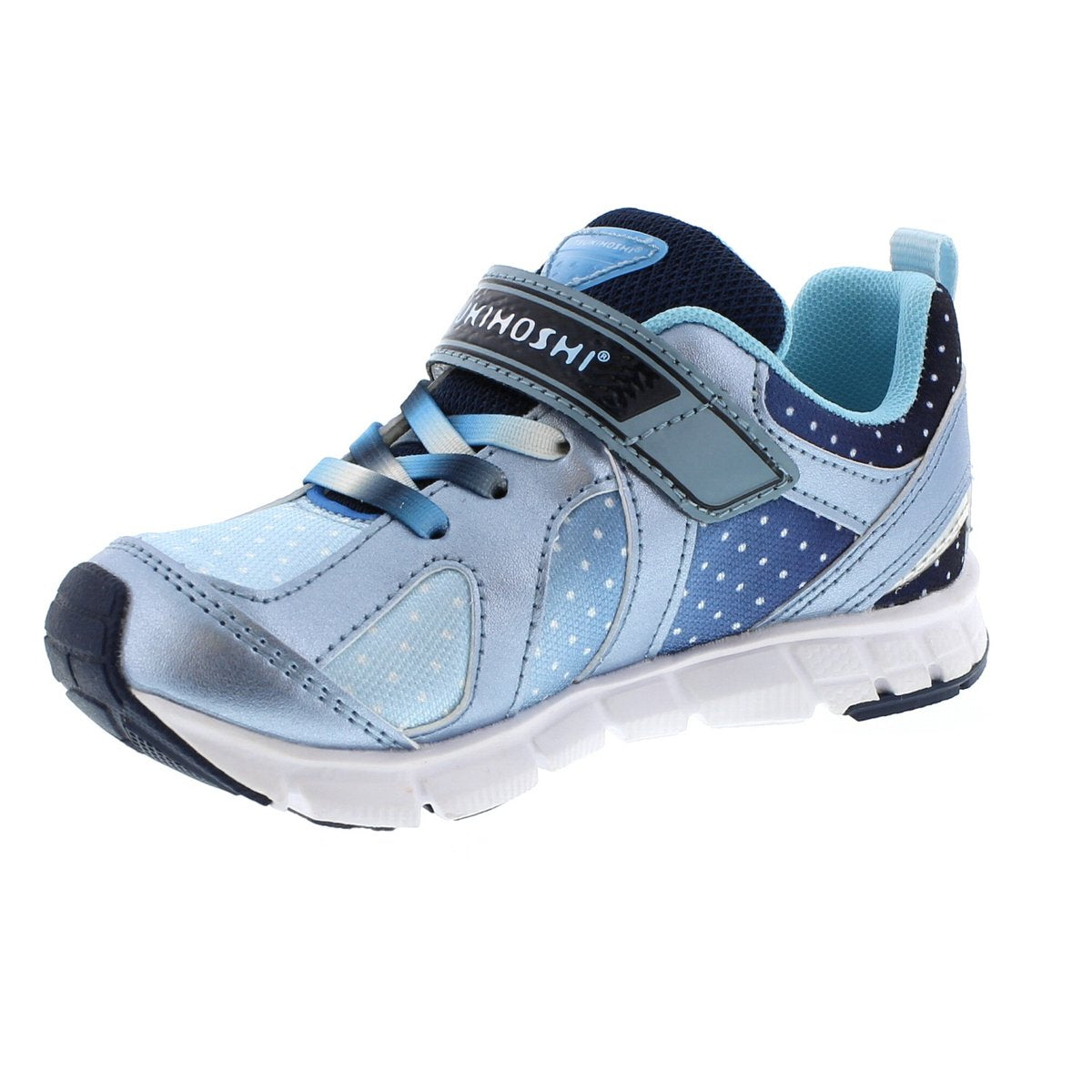 Child Tsukihoshi Rainbow Sneaker in Ice/Navy from the front view