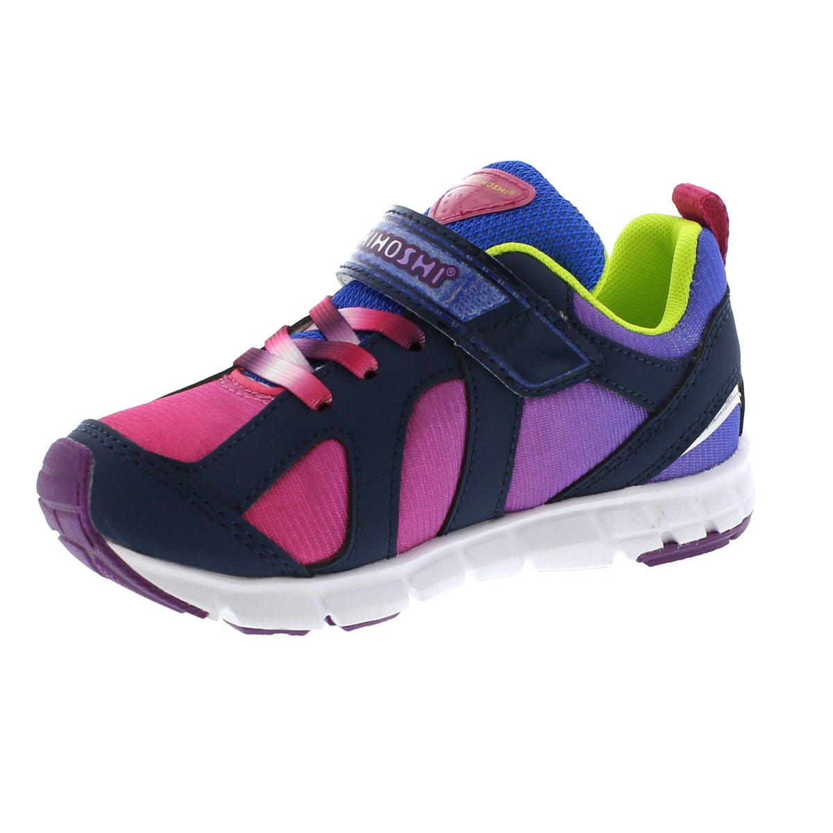 Child Tsukihoshi Rainbow Sneaker in Navy/Fuchsia from the front view