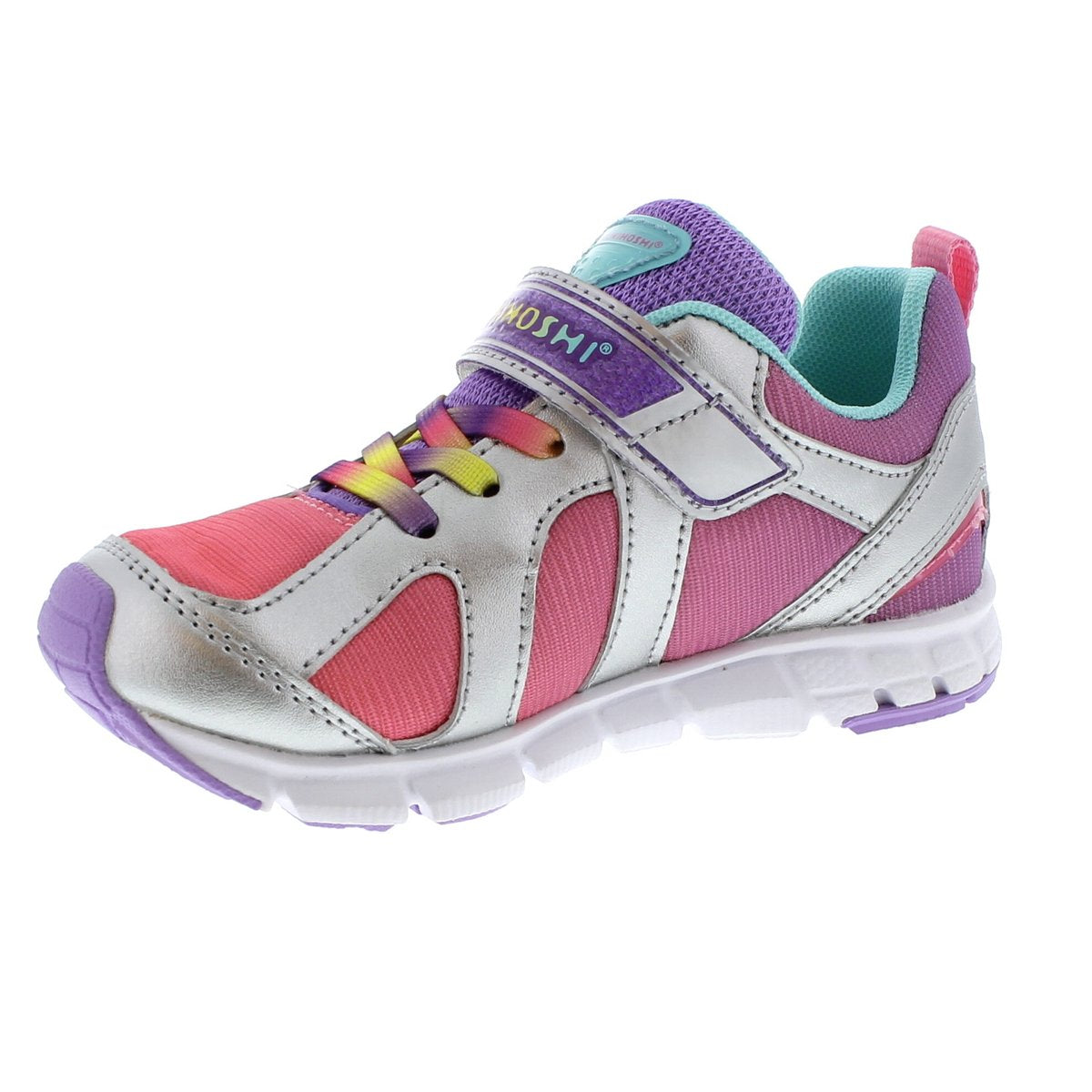 Child Tsukihoshi Rainbow Sneaker in Silver/Lavender from the front view