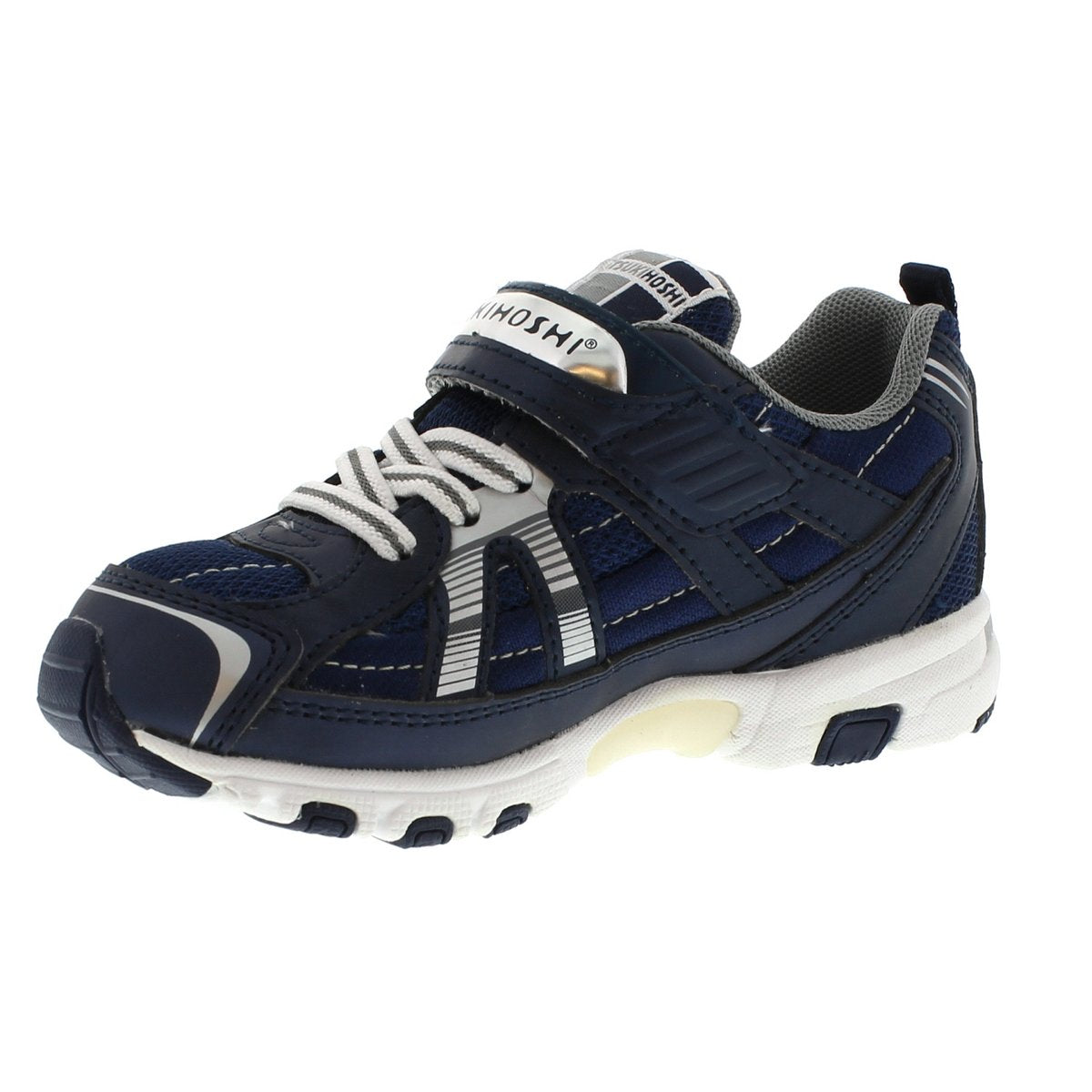 Child Tsukihoshi Storm Sneaker in Navy/Silver from the front view