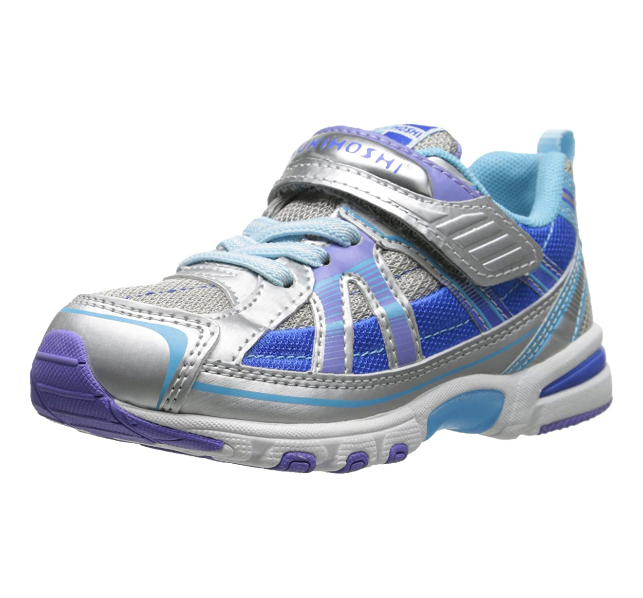 Child Tsukihoshi Storm Sneaker in Silver/Aqua from the front view