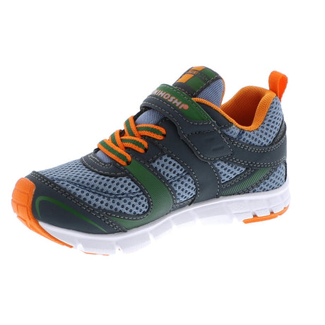Child Tsukihoshi Velocity Sneaker in Lime/Black from the front view
