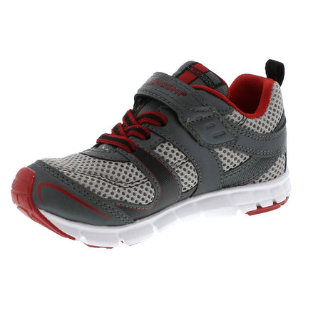 Child Tsukihoshi Velocity Sneaker in Navy/Red from the front view