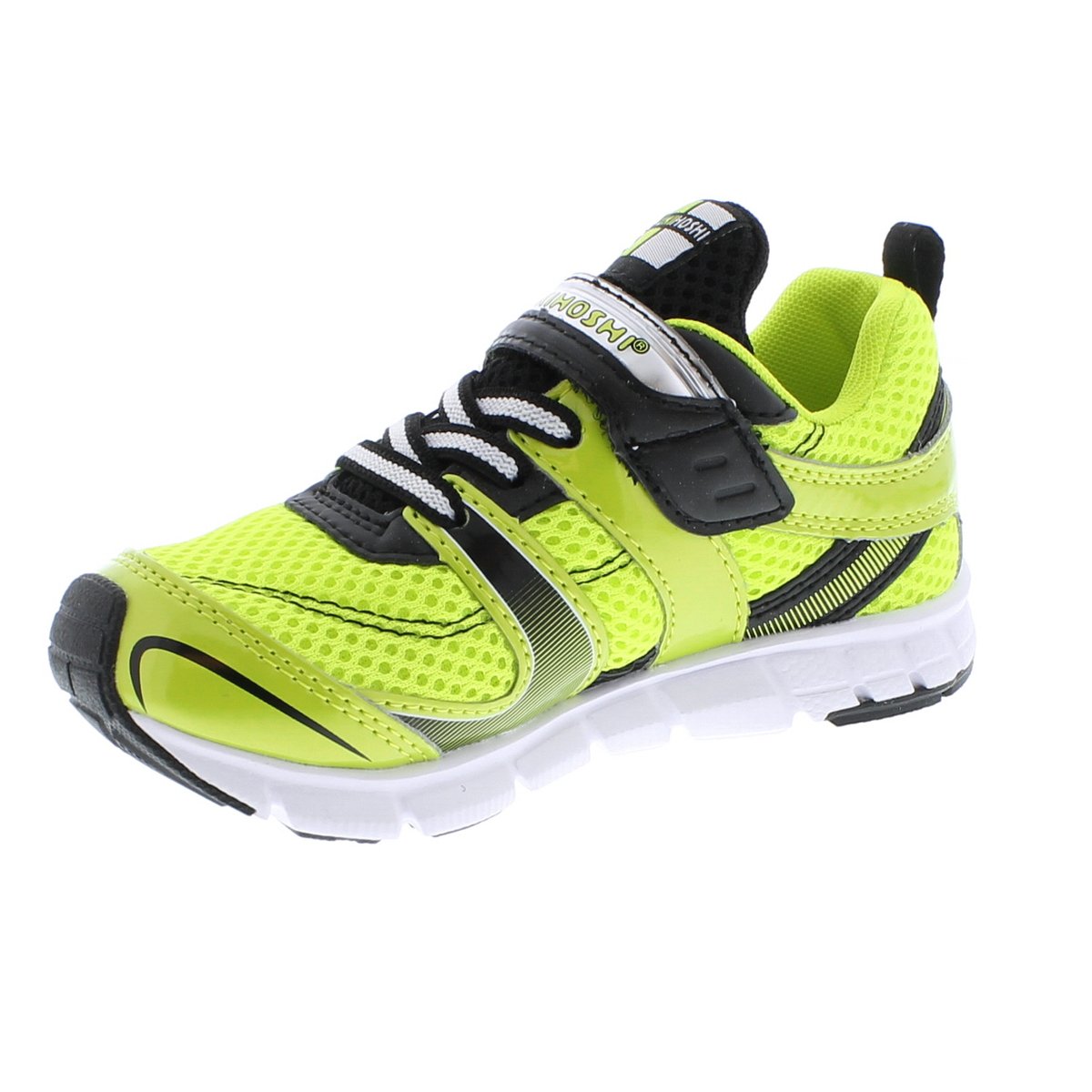 Child Tsukihoshi Velocity Sneaker in Lime/Black from the front view