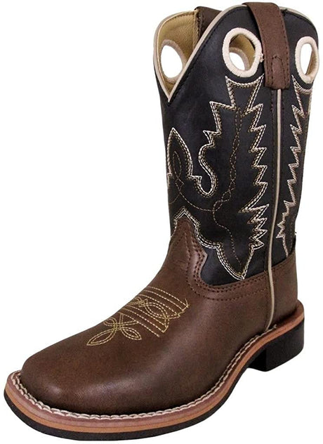 Children's Smoky Mountain Blaze Square Toe Western Cowboy Boot in Brown/Black