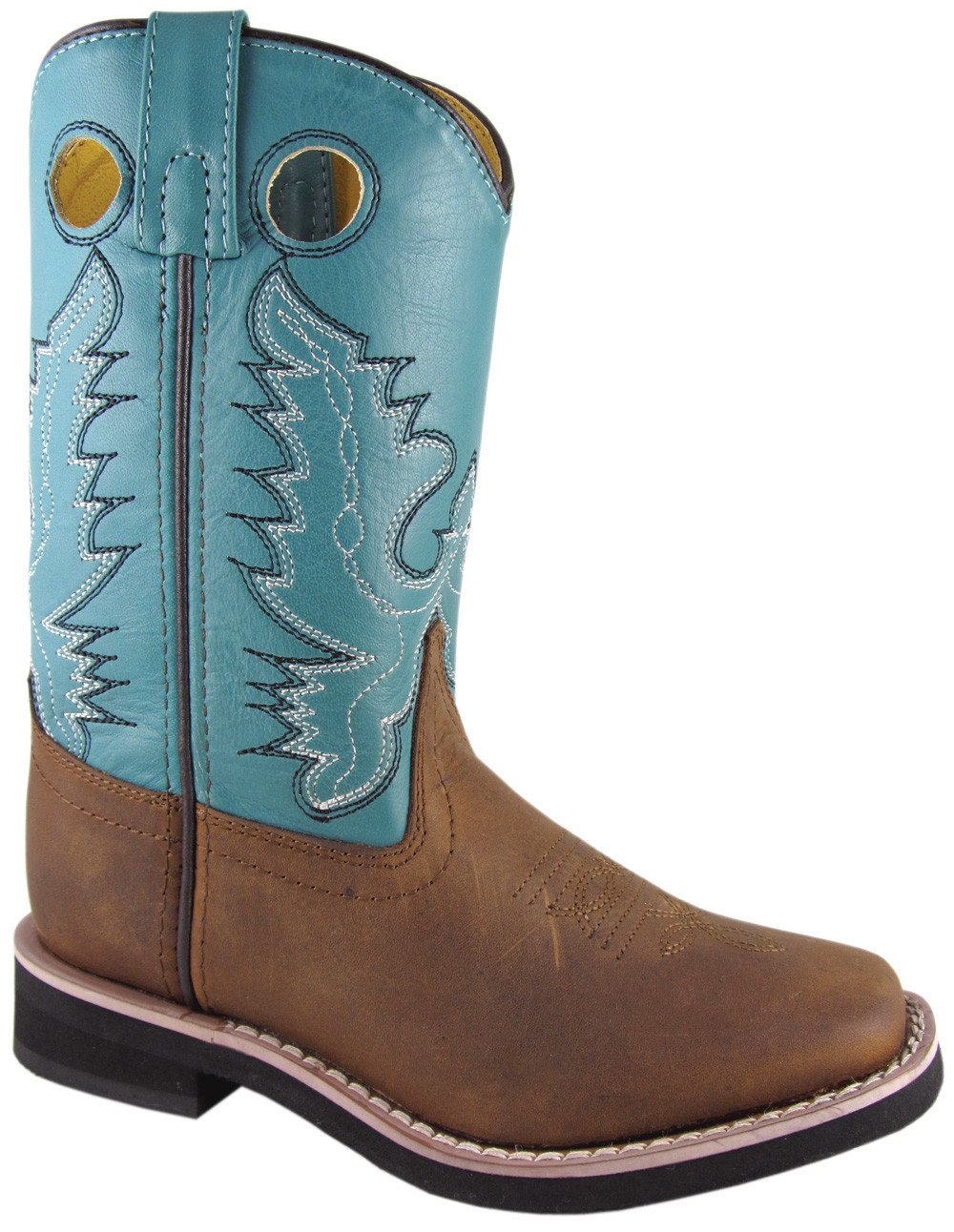 Children's Smoky Mountain Pueblo Leather Boot in Brown Oil Distress/Turquoise