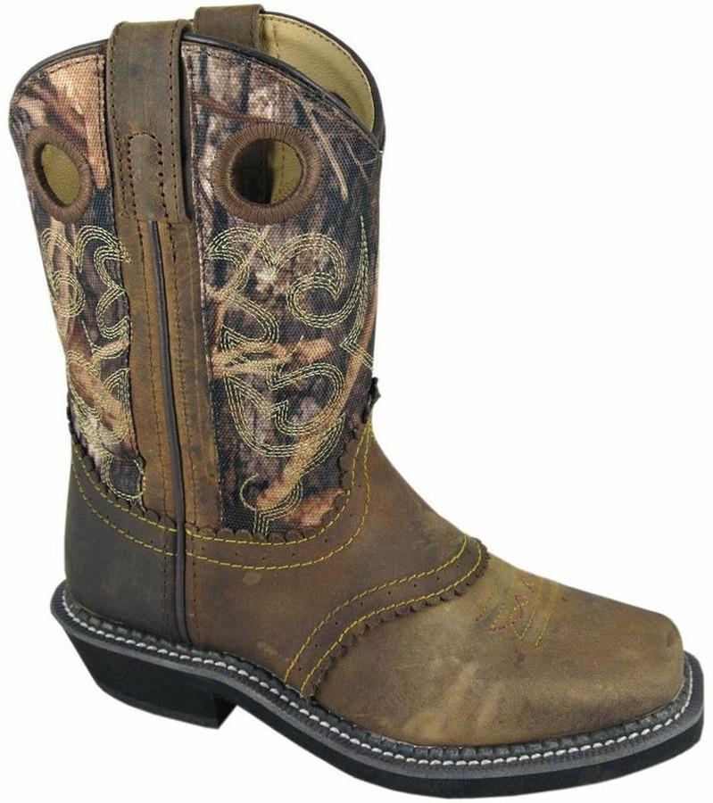 Children's Smoky Mountain Square Toe Pawnee Boot in Brown Oil Distress/Camo