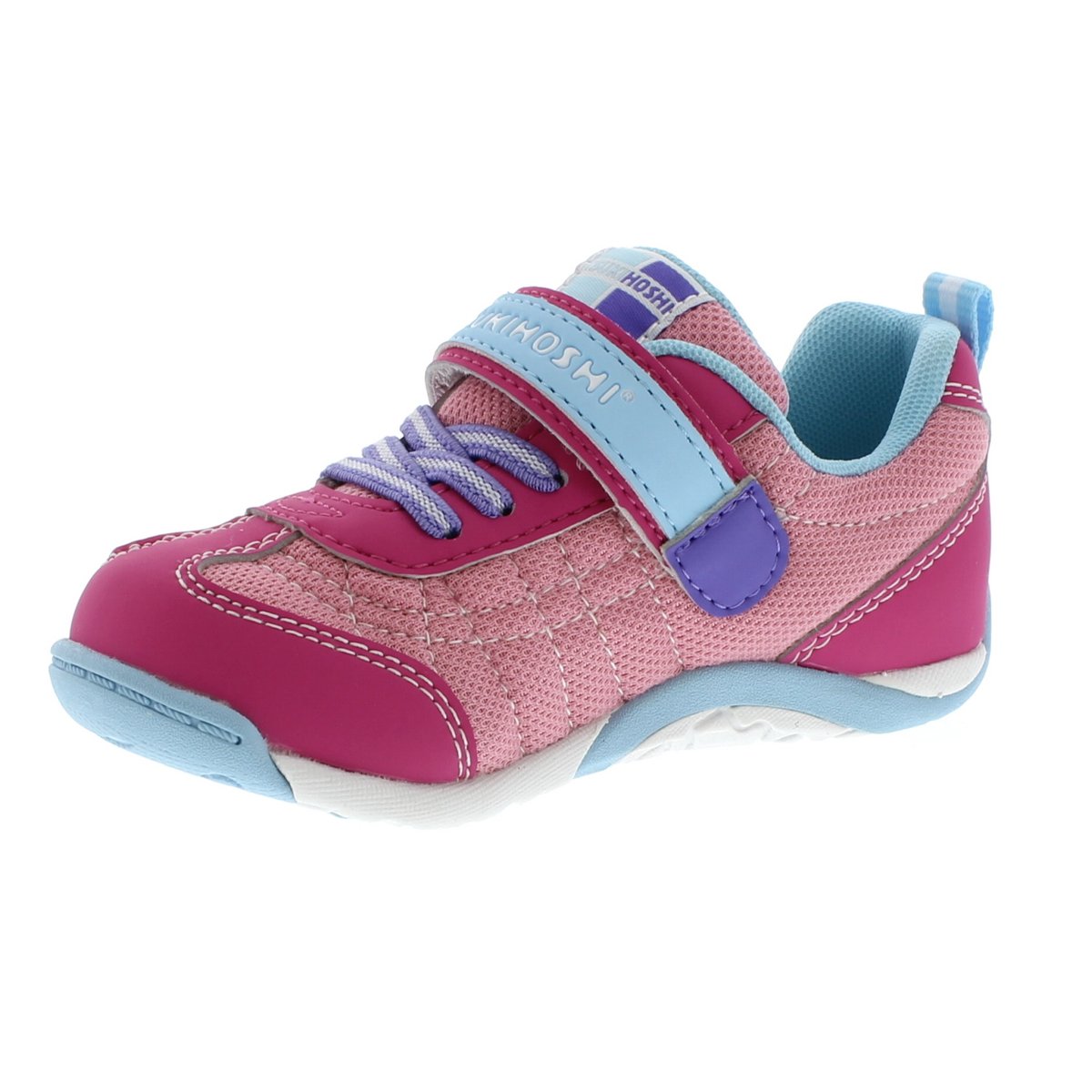 Childrens Tsukihoshi Kaz Sneaker in Fuchsia/Light Blue from the front view