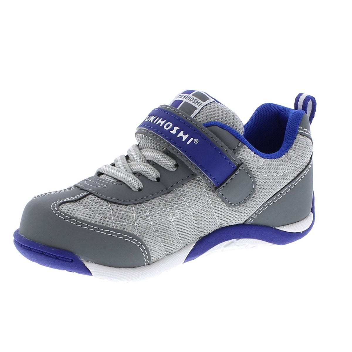 Childrens Tsukihoshi Kaz Sneaker in Gray/Royal from the front view