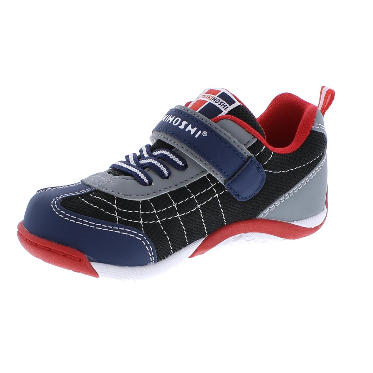 Childrens Tsukihoshi Kaz Sneaker in Navy/Red from the front view
