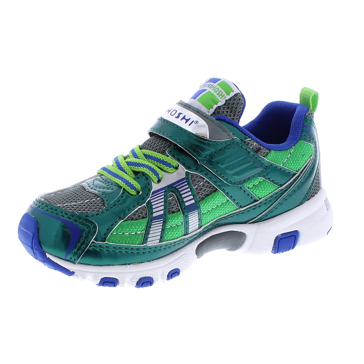 Childrens Tsukihoshi Storm Sneaker in Green/Gray from the front view