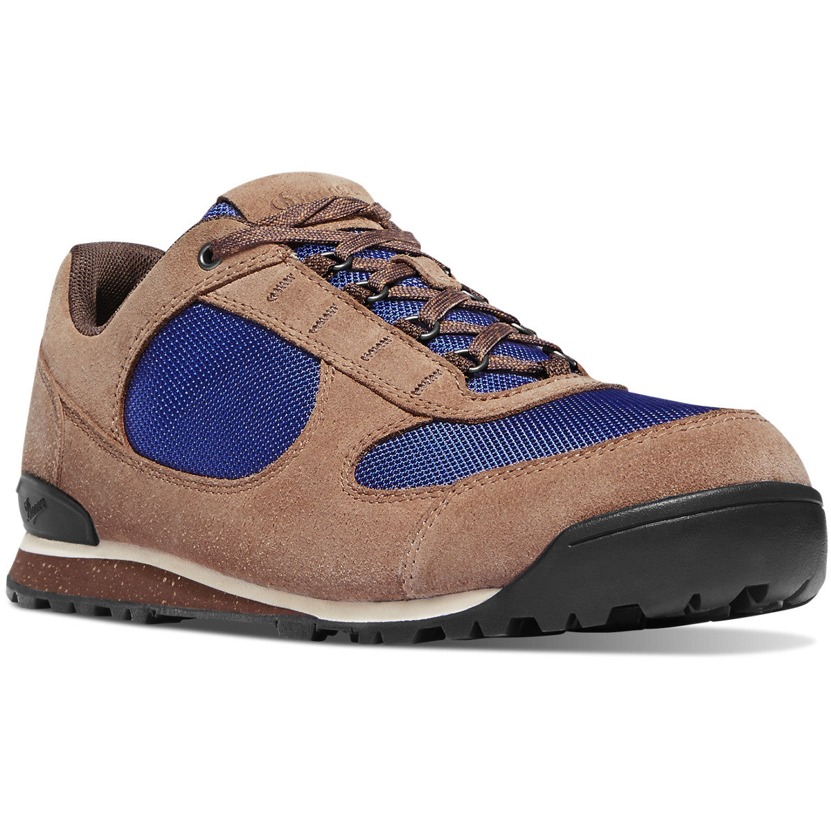 Danner Men's Jag Low 3" Hiking Shoe in Burro Brown/True Blue from the side