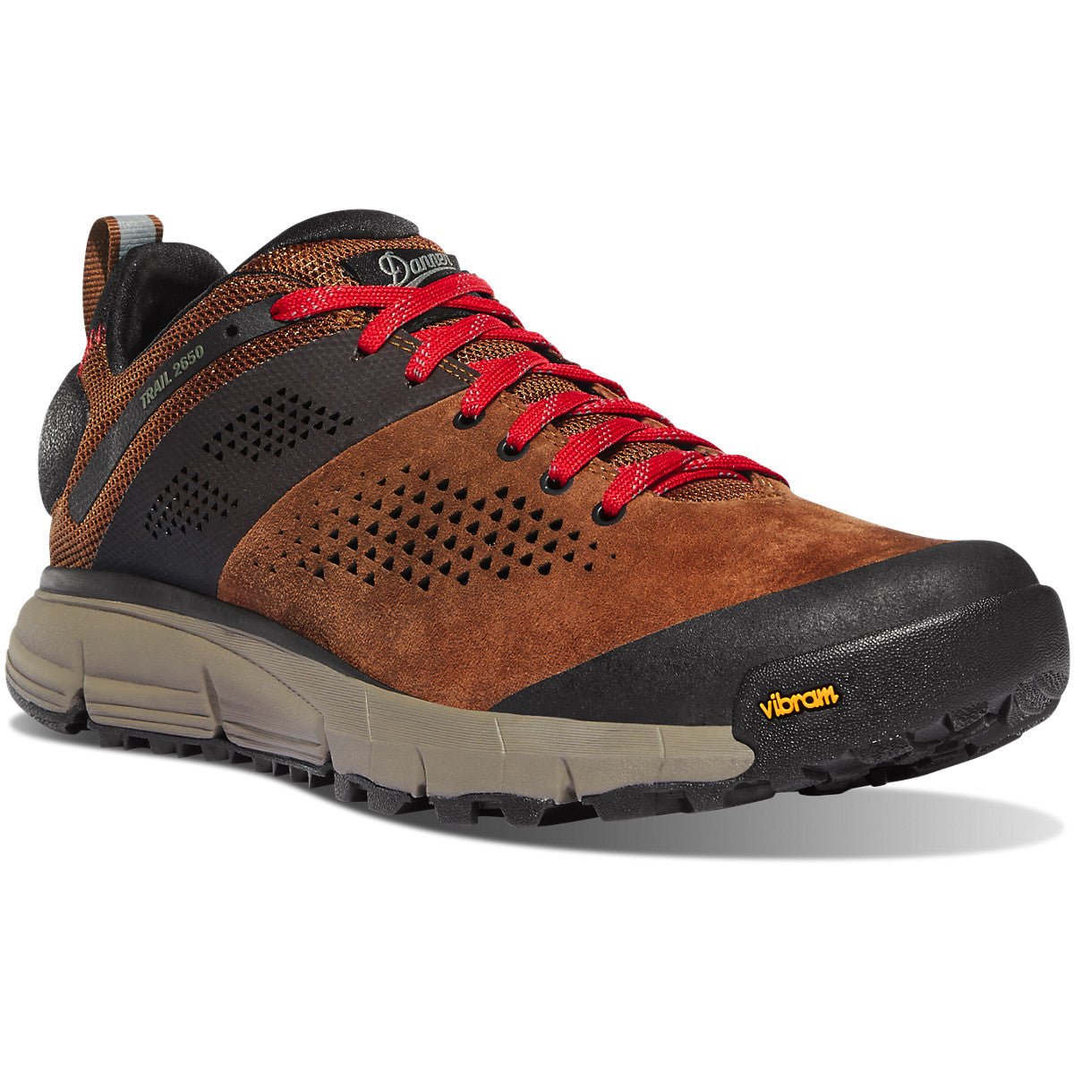 Danner Men's Trail 2650 3" Hiking Shoe in Brown/Red from the side