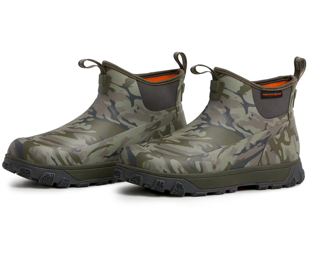 Pair of Deviation 6 Inch Ankle Boot in Refraction Camo Stone from the side view
