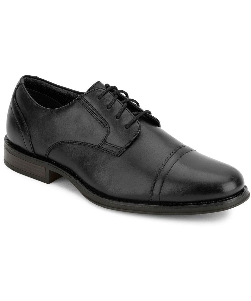 Dockers Mens Garfield Dress Cap Toe Oxford Shoe in Black from the side view