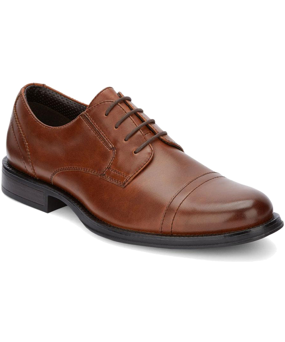 Dockers Mens Garfield Dress Cap Toe Oxford Shoe in Tan from the side view