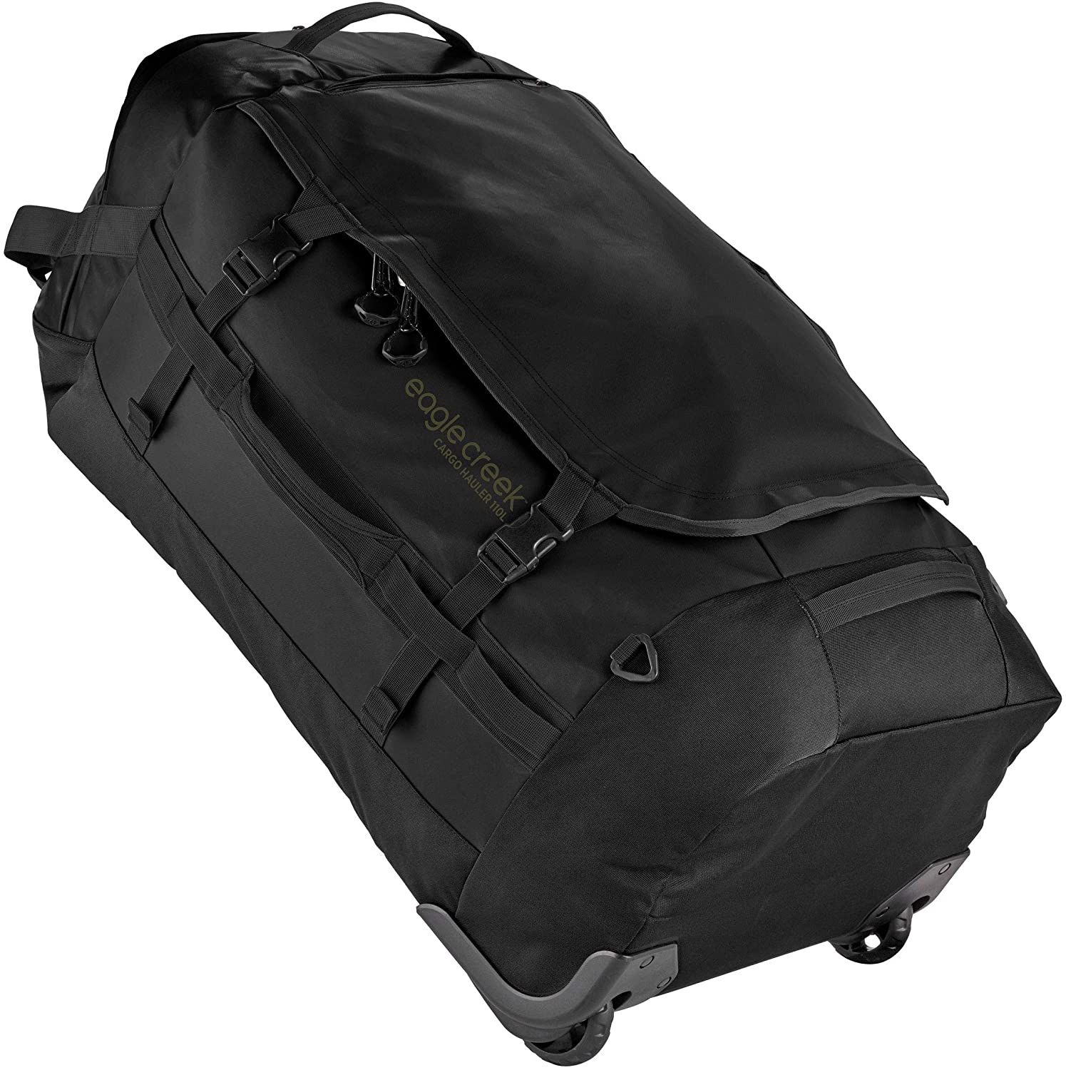 Eagle Creek Cargo Hauler Wheeled Duffel 110L in Jet Black color from the front
