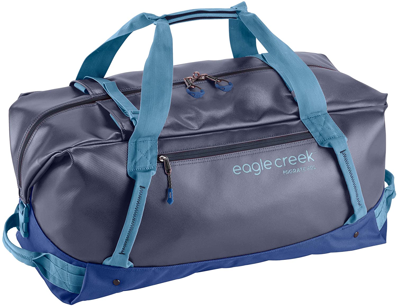 Eagle Creek Migrate Duffel 60L in Arctic Blue color from the front