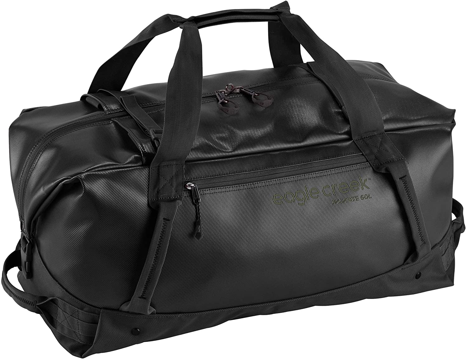 Eagle Creek Migrate Duffel 60L in Jet Black color from the front