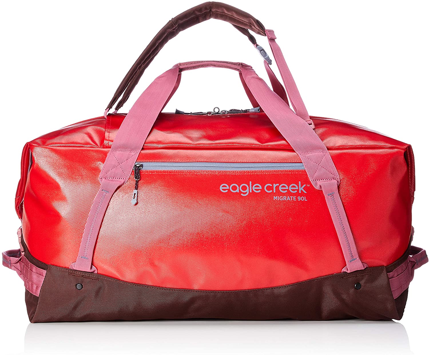 Eagle Creek Migrate Duffel 90 Liters in Coral Sunset color from the front