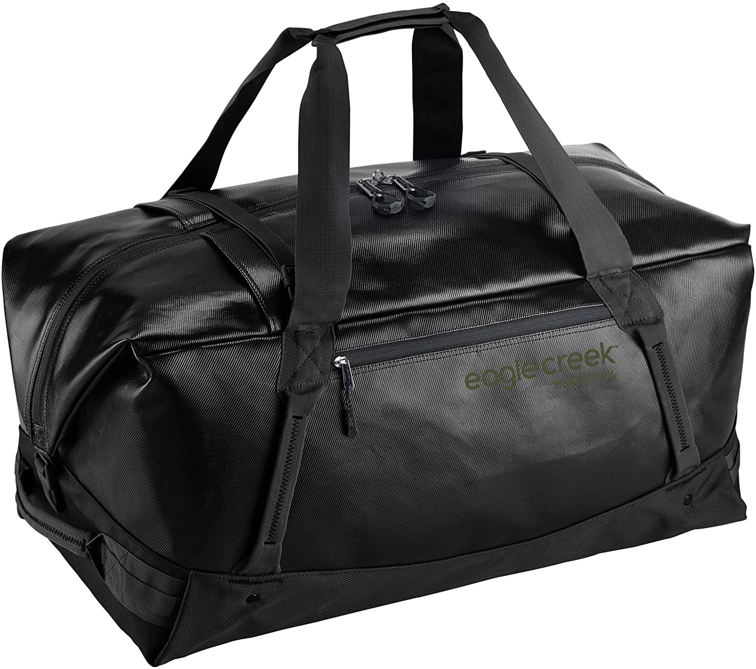 Eagle Creek Migrate Duffel 90 Liters in Jet Black color from the front