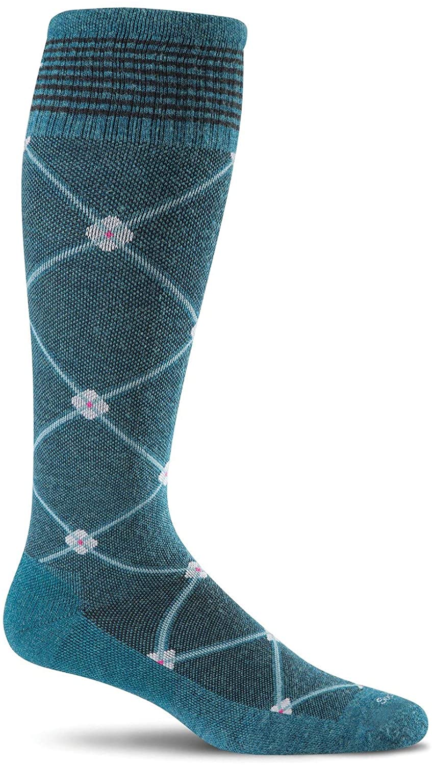 Sockwell Women's Elevation Sock in Teal color from the side