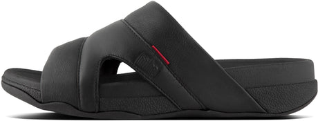 Freeway Pool Slide In Leather in Black from the side