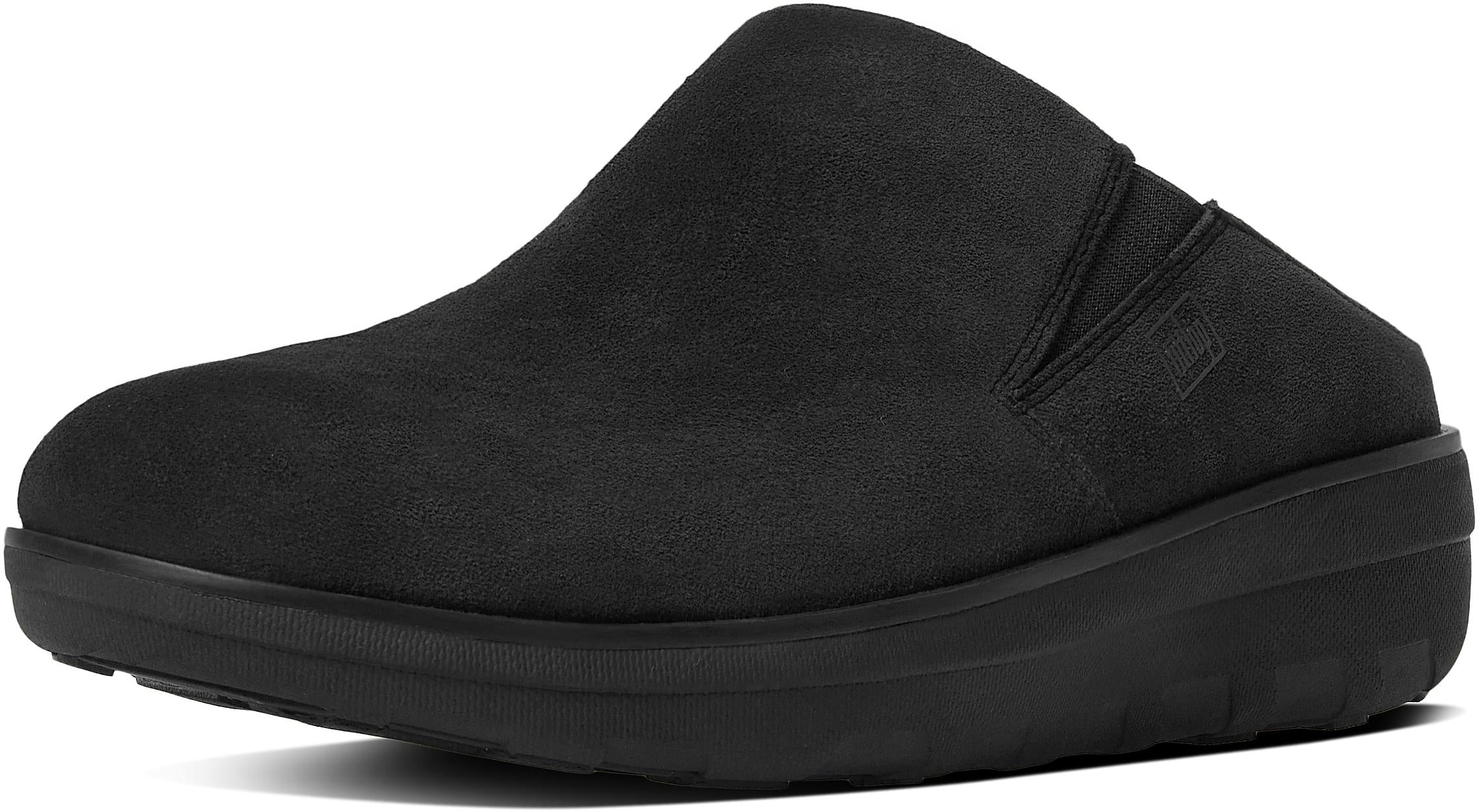 Loaff Suede Clogs in Black from the side
