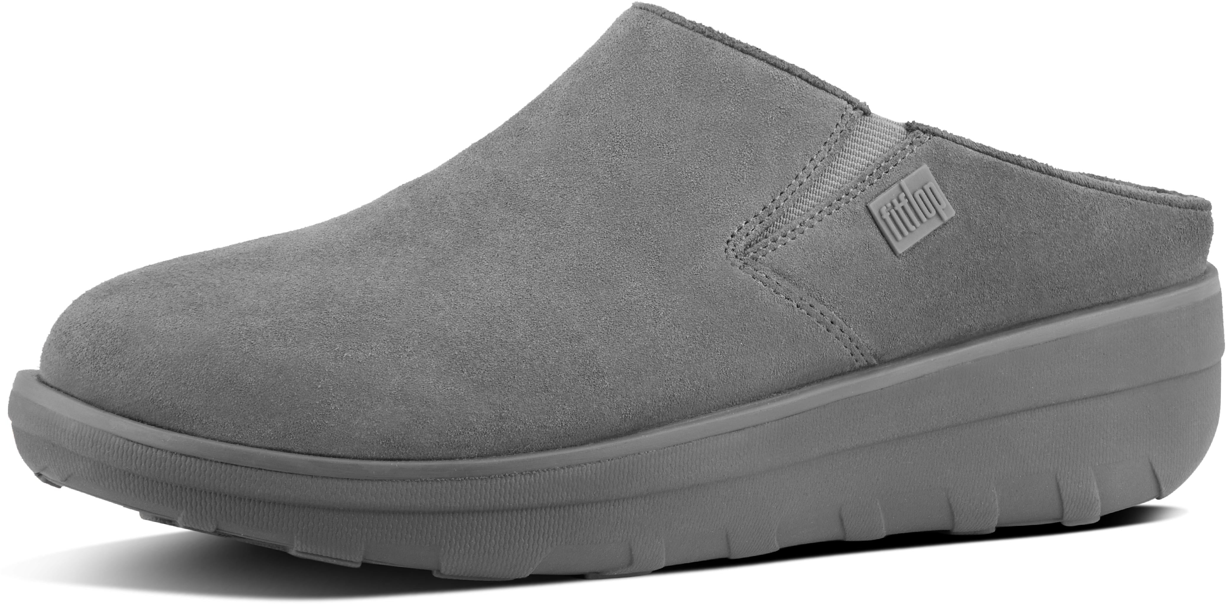 Loaff Suede Clogs in Grey from the side