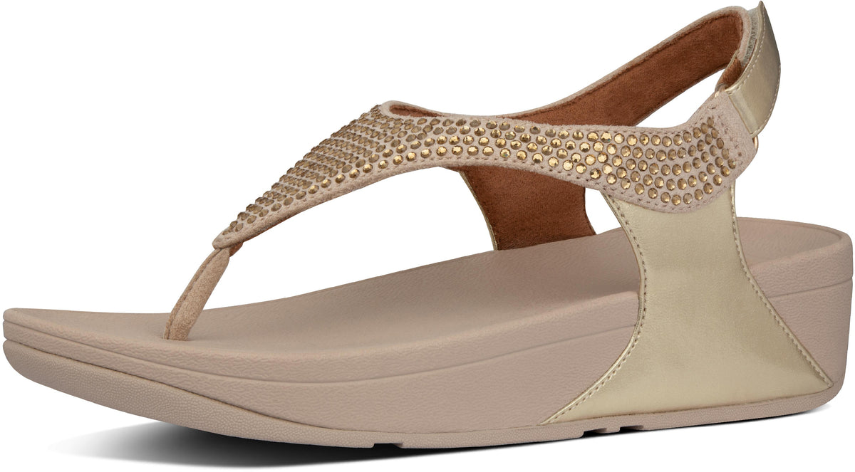 Skylar Crystal Toe-Thongs in Vintage Gold from the side