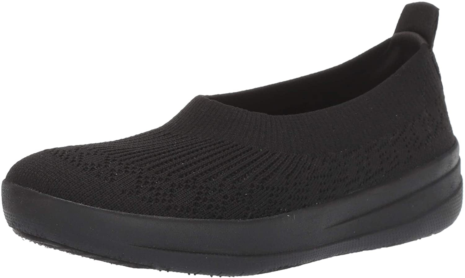 Uberknit Slip-On Ballerina in All Black from the side